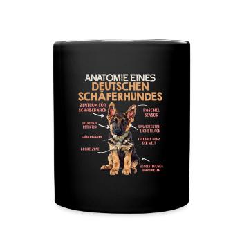 Anatomie des Deutschen Schäferhundes Lustiges - Tasse einfarbig - Schwarz - Vorne