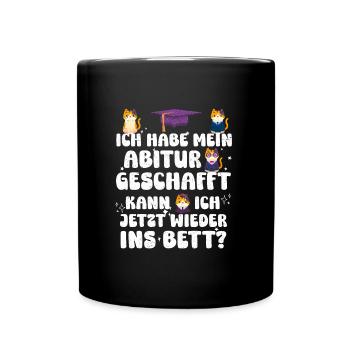 Abi Habe mein Abitur Geschafft Faultier Lustiges - Tasse einfarbig - Schwarz - Vorne
