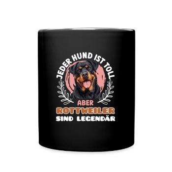 Rottweiler JEDER HUND IST TOLL ABER ROTTWEILER - Tasse einfarbig - Schwarz - Vorne
