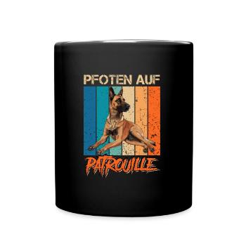 Malinois PFOTEN AUF PATROUILLE Belgischer - Tasse einfarbig - Schwarz - Vorne