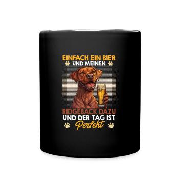 Ridgeback Besitzer EINFACH EIN BIER UND MEIN - Tasse einfarbig - Schwarz - Vorne