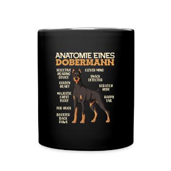 ANATOMIE EINES DOBERMANNS Lustiges Hundebesitzer - Tasse einfarbig - Schwarz - Vorne