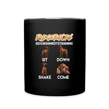 RHODESIAN RIDGEBACK GEHORSAMKEITSTRAINING Lustig - Tasse einfarbig - Schwarz - Vorne