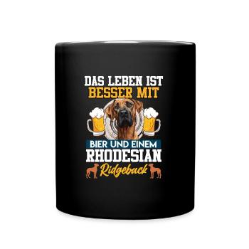 Rhodesian Ridgeback DAS LEBEN IST BESSER MIT BIER - Tasse einfarbig - Schwarz - Vorne