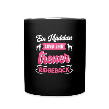 Rhodesian Ridgeback EIN MÄDCHEN UND IHR TREUER - Tasse einfarbig - Schwarz - Vorne