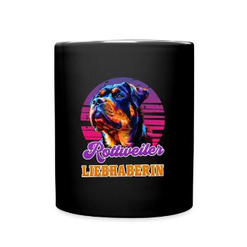 ROTTWEILER LIEBHABERIN Hundemama Rottie Vintage - Tasse einfarbig - Schwarz - Vorne