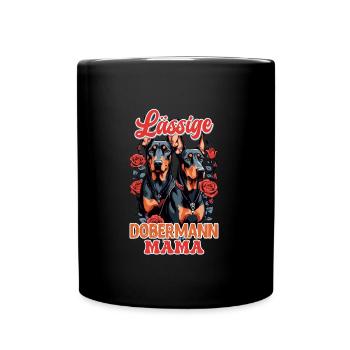Doberman LÄSSIGE DOBERMAN MAMA UNGEWÖHNLICH - Tasse einfarbig - Schwarz - Vorne