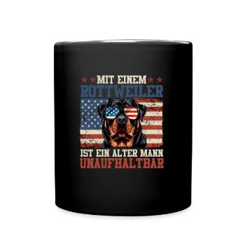 Rottie MIT EINEM ROTTWEILER IST EIN ALTER MANN - Tasse einfarbig - Schwarz - Vorne