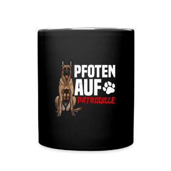 Belgischer Schäferhund PFOTEN AUF PATROULLIE - Tasse einfarbig - Schwarz - Vorne