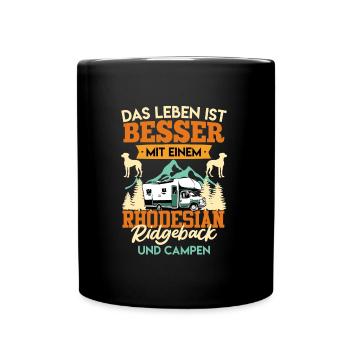 Camper LEBEN IST BESSER MIT EINEM RHODESIAN - Tasse einfarbig - Schwarz - Vorne