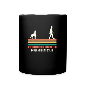 Doberman Besitzer VIERBEINIGER SCHATTEN Lustiges - Tasse einfarbig - Schwarz - Vorne