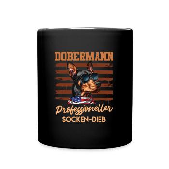 Doberman PROFESSIONELLER SOCKEN-DIEB Lustiges - Tasse einfarbig - Schwarz - Vorne