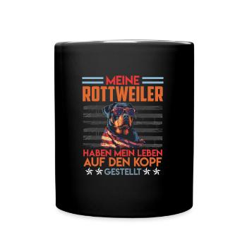 Rottie Besitzer MEINE ROTTWEILER HABEN MEIN LEBEN - Tasse einfarbig - Schwarz - Vorne