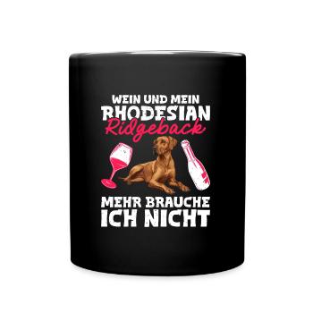 Ridgeback Besitzer WEIN UND MEIN RHODESIAN - Tasse einfarbig - Schwarz - Vorne