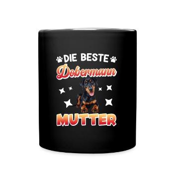 Doberman Frauen BESTE DOBERMANN MUTTER Lustiges - Tasse einfarbig - Schwarz - Vorne