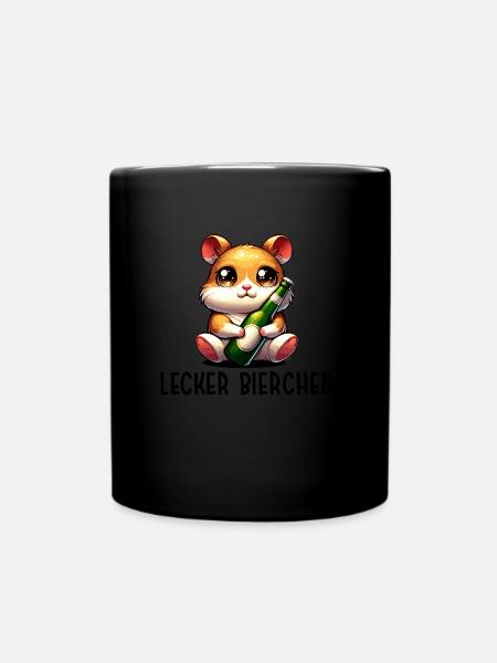 LECKER BIERCHEN Sad Hamster Meme - Tasse einfarbig - Schwarz
