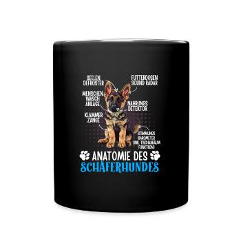ANATOMIE DES DEUTSCHEN SCHÄFERHUNDES Lustiges - Tasse einfarbig - Schwarz - Vorne
