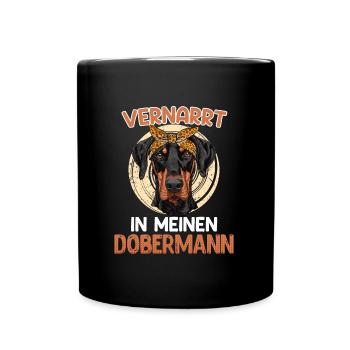 Doberman VERNARRT IN MEINEN DOBERMANN Lustiges - Tasse einfarbig - Schwarz - Vorne
