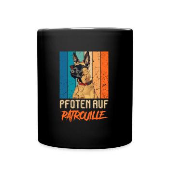 Malinois PFOTEN AUF PATROUILLE Belgischer - Tasse einfarbig - Schwarz - Vorne