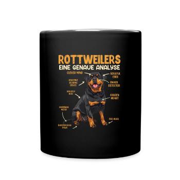 ROTTWEILERS EINE GENAUE ANALYSE Lustiges Rottie - Tasse einfarbig - Schwarz - Vorne