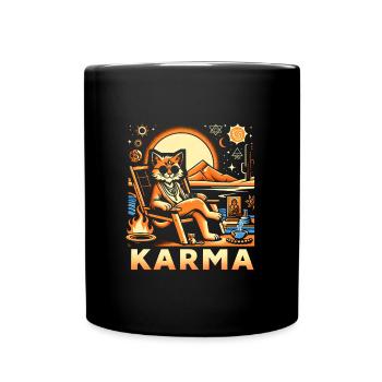 Karma Cat Karma is my friend - Full Colour Mug - black - Front