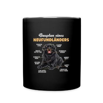 Neufundländer BAUPLAN EINES NEUFUNDLÄNDERS Lustig - Tasse einfarbig - Schwarz - Vorne