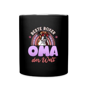 Hundeoma BESTE BOXER OMA DER WELT Deutscher - Tasse einfarbig - Schwarz - Vorne