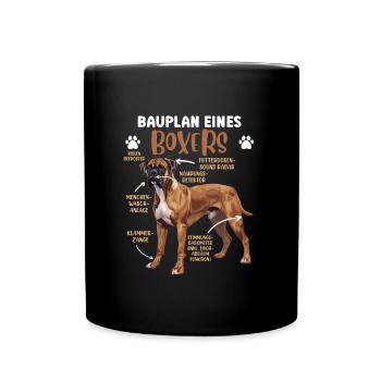 Deutscher Boxer BAUPLAN EINES BOXERS Lustiges - Tasse einfarbig - Schwarz - Vorne