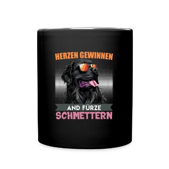 Neufundländer HERZEN GEWINNEN UND FÜRZE SCHMETTERN - Tasse einfarbig - Schwarz - Vorne