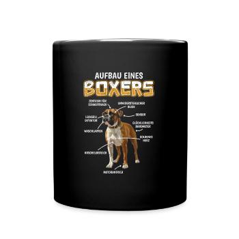Deutscher Boxer AUFBAU EINES BOXERS Lustiges Boxer - Tasse einfarbig - Schwarz - Vorne
