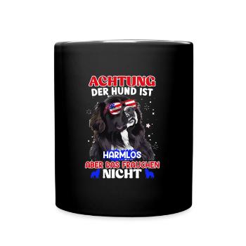 Neufundländer ACHTUNG DER HUND IST HARMLOS ABER - Tasse einfarbig - Schwarz - Vorne