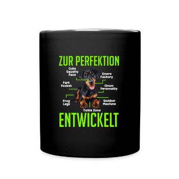 Dobermänner ZUR PERFEKTION ENTWICKELT Lustiges - Tasse einfarbig - Schwarz - Vorne