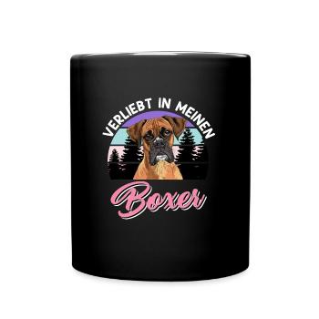 Deutscher Boxer VERLIEBT IN MEINEN BOXER Frauen - Tasse einfarbig - Schwarz - Vorne