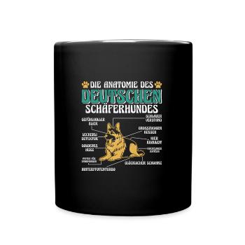 ANATOMIE DES DEUTSCHEN SCHÄFERHUNDES Lustiges - Tasse einfarbig - Schwarz - Vorne