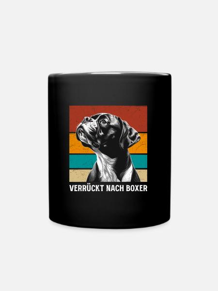 Deutscher Boxer VERRÜCKT NACH BOXER Lustiges - Tasse einfarbig - Schwarz
