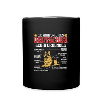 ANATOMIE DES DEUTSCHEN SCHÄFERHUNDES Lustiges - Tasse einfarbig - Schwarz - Vorne