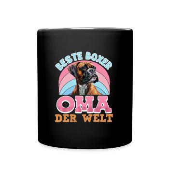 Hundeoma BESTE BOXER OMA DER WELT Deutscher - Tasse einfarbig - Schwarz - Vorne