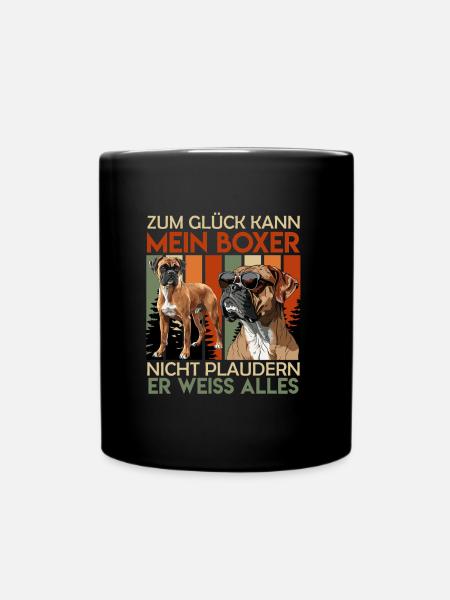 Deutscher Boxer BOXER NICHT PLAUDERN ER WEISS - Tasse einfarbig - Schwarz