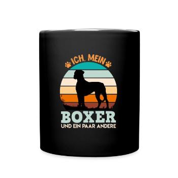 Deutscher Boxer ICH MEIN BOXER UND EIN PAAR ANDERE - Tasse einfarbig - Schwarz - Vorne