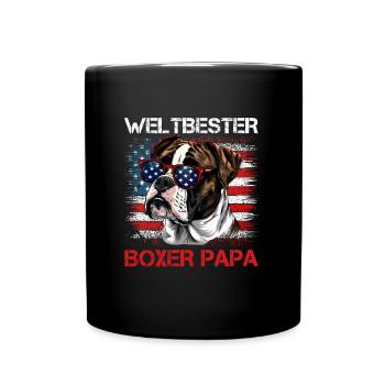 Deutscher Boxer USA WELTBESTER BOXER PAPA - Tasse einfarbig - Schwarz - Vorne