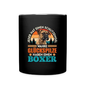 Deutscher Boxer GLÜCKSPILZE HABEN EINEN BOXER - Tasse einfarbig - Schwarz - Vorne