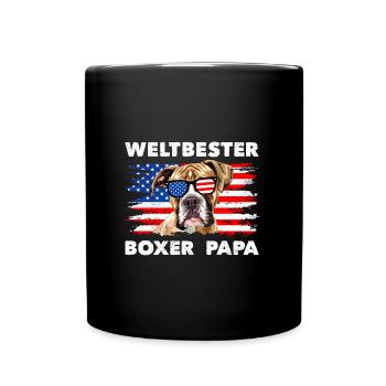 Deutscher Boxer WELTBESTER BOXER PAPA Boxer Fan - Tasse einfarbig - Schwarz - Vorne
