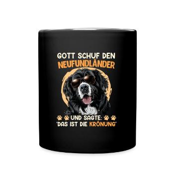 Gott schuf den Neufundländer Hund - Tasse einfarbig - Schwarz - Vorne