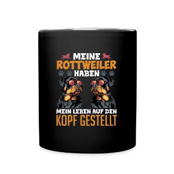 Rottie Besitzer MEINE ROTTWEILER HABEN MEIN LEBEN - Tasse einfarbig - Schwarz - Vorne