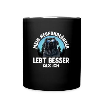 Newfie MEIN NEUFUNDLÄNDER LEBT BESSER ALS ICH - Tasse einfarbig - Schwarz - Vorne
