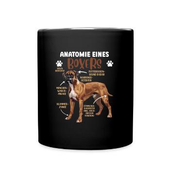 Deutscher Boxer Hund ANATOMIE EINES BOXERS - Tasse einfarbig - Schwarz - Vorne