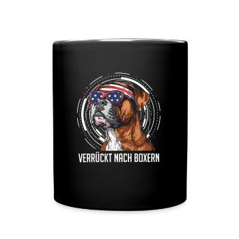 Deutscher Boxer VERRÜCKT NACH BOXERN USA - Tasse einfarbig - Schwarz - Vorne