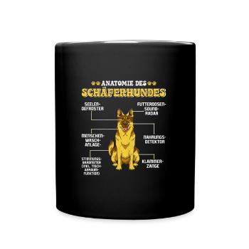 Deutscher Schäferhund ANATOMIE DES SCHÄFERHUNDES - Tasse einfarbig - Schwarz - Vorne