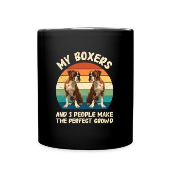 Chien boxer MON BOXER ET 3 PERSONNES Drôle - Mug uni - noir - Devant