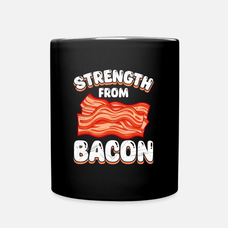 Fleischliebhaber Strength from Bacon Grillparty - Tasse einfarbig - Schwarz